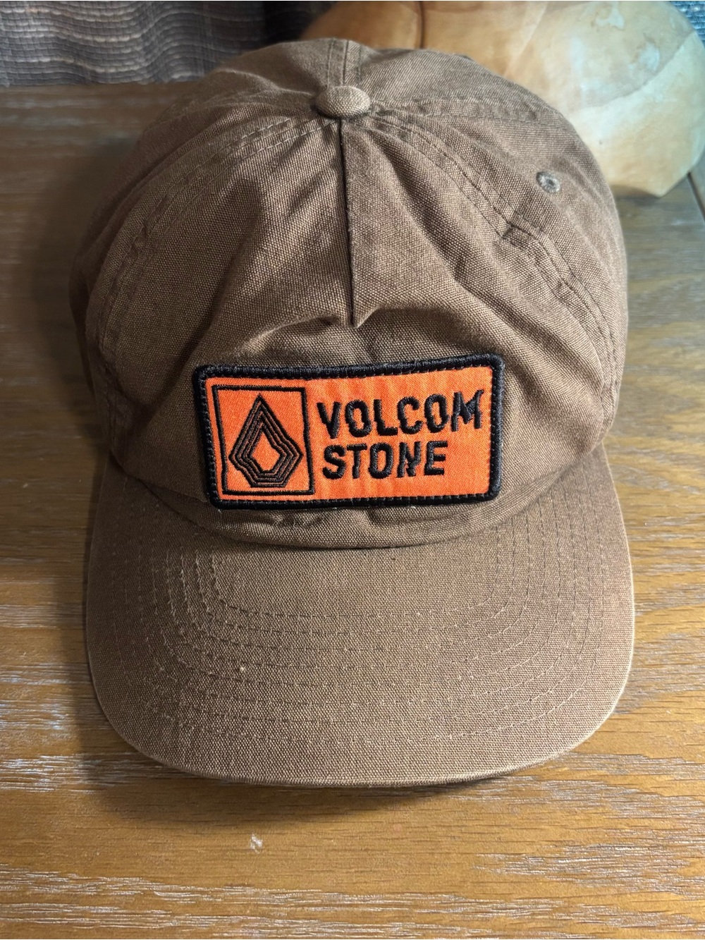 Volcom Brown Cap with Orange Patch Logo
